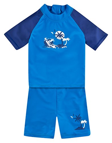 Landora®: Baby- / Kinder-Badebekleidung kurzärmliges UV-Schutz 2er Set in blau/Marine, Größe 110/116 von Landora