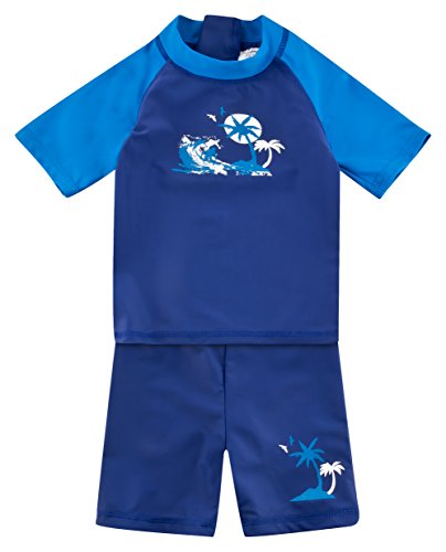 Landora®: Baby- / Kinder-Badebekleidung kurzärmliges UV-Schutz 2er Set in Marine, Größe 110/116 von Landora