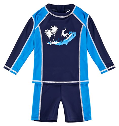 Landora®: Baby- , Kinder-Badebekleidung langärmliges 2er Set mit UV-Schutz 86-92 Blau von Landora
