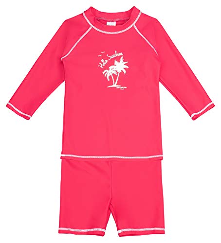 Landora®: Baby- / Kinder-Badebekleidung langärmliges 2er Set mit UV-Schutz 50+ und Oeko-Tex 100 Zertifizierung rot/pink in 134/140 von Landora
