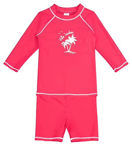 Landora®: Baby- / Kinder-Badebekleidung langärmliges 2er Set mit UV-Schutz 50+ und Oeko-Tex 100 Zertifizierung rot/pink in 86/92 von Landora
