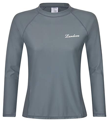 Landora®: Damen UV-Shirt mit UV-Schutz 50+ und Oeko-Tex 100, Farbe grau/anthrazit (Langarm) in XXL von Landora