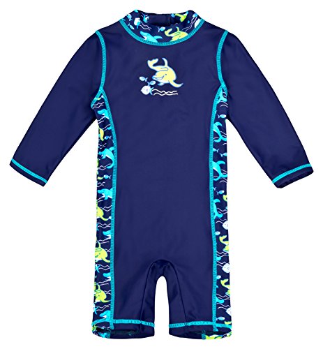 Landora Baby Badebekleidung, langärmliger Einteiler mit UV-Schutz 50+ und Oeko-Tex 100 Zertifizierung Marine blau; Größe 62/68 von Landora