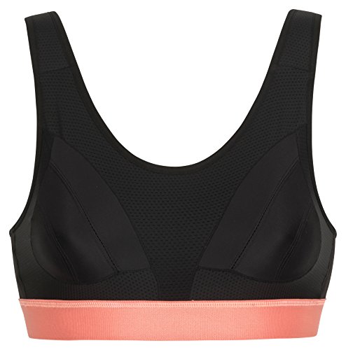 Landora Damen Sport BH für stabilen Halt mit nahtlosen/bügelfreien Innen-Cups, schwarz/Koralle in 75C von Landora