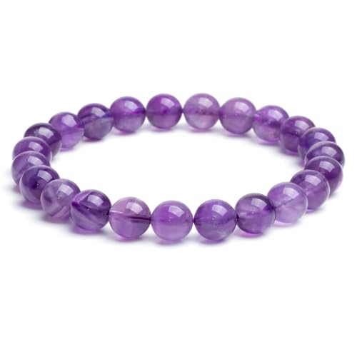 Landorilo Handmade Echte Naturstein Perlen Heilsteine Armband Damen Herren, 8MM Runde Edelsteine Yoga Armbänder, Glücksarmband, Kreative Schmuck Geschenke(Lavendel Chalcedon) von Landorilo