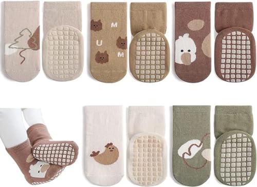 Landotter Rutschfeste Babysocken für Junge Mädchen 5 Paar Kleinkinder Anti Rutsch Socken Sportsocken Stoppersocken (Babysocken 03, 6-12 Monate) von Landotter