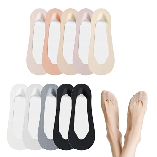 Landrain 10 Paar Füßlinge Damen 35-41, Füsslinge Unsichtbare Damen, Ice Silk Baumwolle Socken von Landrain