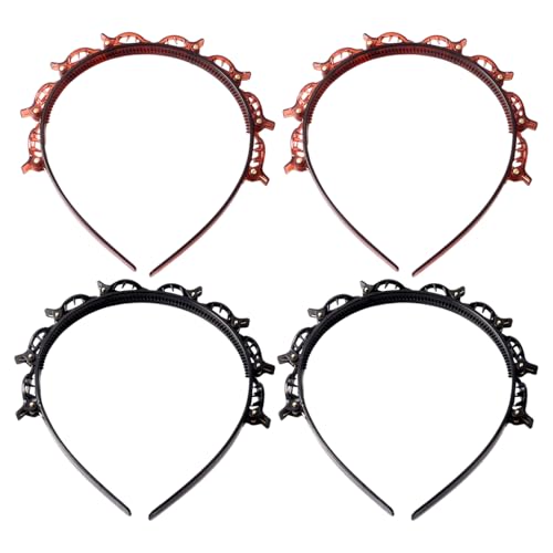 Landrain 4 Stück Haarreif mit Klammern, Doppelschicht-Hairpin, Geflochtene Haarreifen mit Clips von Landrain