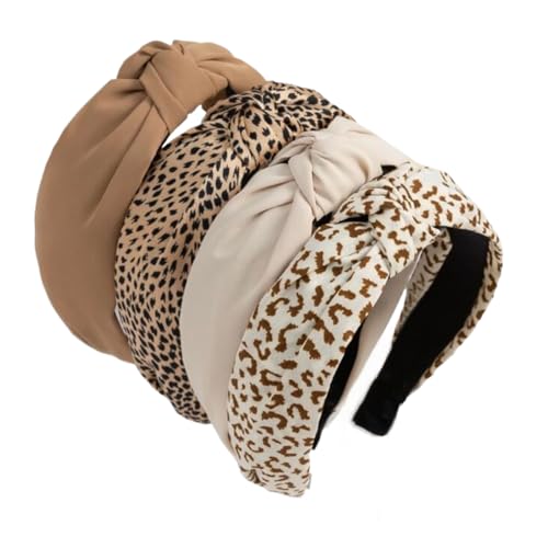 Landrain 4 Stück Haarreifen Damen Breit, Rutschfest, Breite Top Knot, Moden, 4 Farben von Landrain