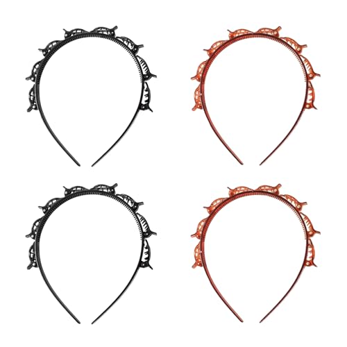 Landrain 4 Stück Haarreifen Haarreif mit Klammern, Clip Headband von Landrain