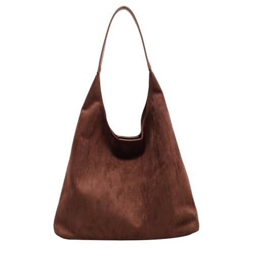 Landrain Slouchy Suede Tote Bag Damen, Groß Wildleder Handtaschen(Braun) von Landrain