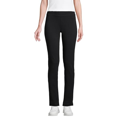 Lands' End Damen-Hose, Seestern-Design, mittelhoch, schlankes Bein, elastische Taille, zum Überziehen - Schwarz - Small Regulär von Lands' End