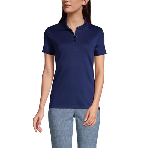 Lands' End Damen Poloshirt aus Supima-Baumwolle, kurzärmlig - blau - 2X von Lands' End