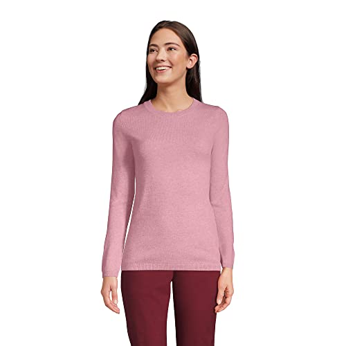 Lands' End Damen-Pullover aus Kaschmir mit Rundhalsausschnitt, Mauve Blush Heather, Mittel von Lands' End