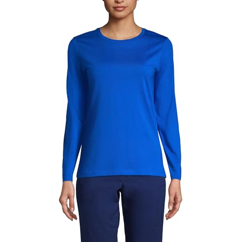 Lands' End Damen Relaxed Supima Cotton Long Sleeve Crewneck T-Shirt, Royal Cobalt, Mittel von Lands' End