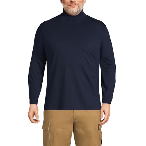 Lands' End Herren Langarm Super-T Rollkragen-T-Shirt, Strahlende Marineblau, Mittel von Lands' End