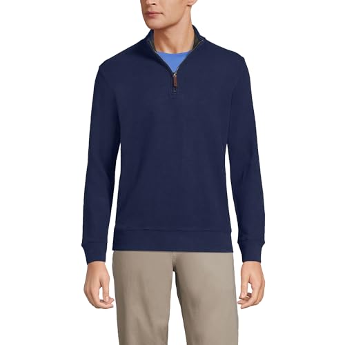 Lands' End Herren Pullover mit halbem Reißverschluss - Blau - Groß von Lands' End