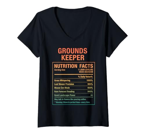 Damen Lustiger Groundskeeper T-Shirt mit V-Ausschnitt von Landscaping Garden Gifts Designs for Groundskeepe