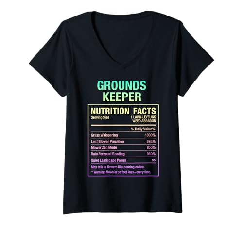 Damen Lustiger Groundskeeper T-Shirt mit V-Ausschnitt von Landscaping Garden Gifts Designs for Groundskeepe