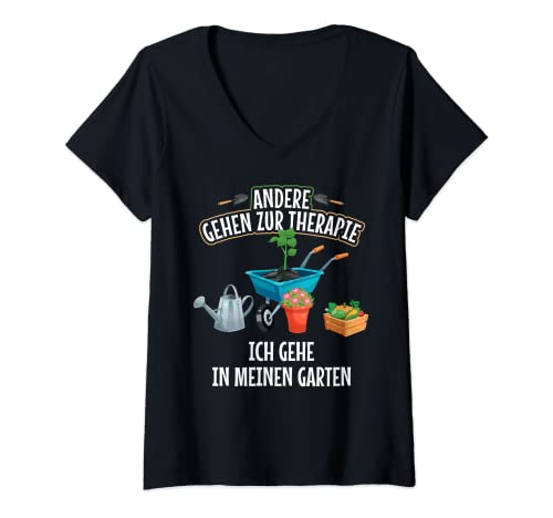 Damen Andere gehen zur Therapie ich gehe in meinen Garten Gärtner T-Shirt mit V-Ausschnitt Damen Andere gehen zur Therapie ich gehe in meinen Garten Gärtner T-Shirt mit V-Ausschnitt von Landschaftsgärtner Hobbygärtner Gartenbekleidung