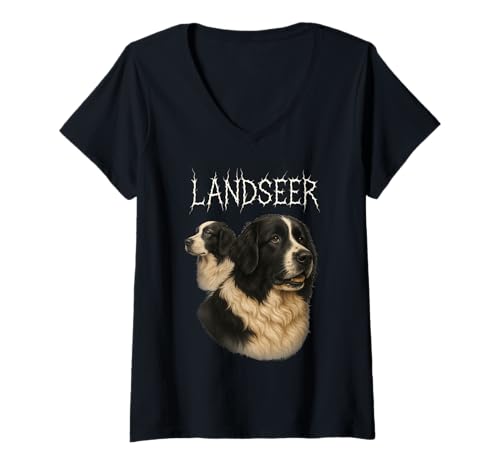 Damen Landseer T-Shirt mit V-Ausschnitt von Landseer Dog