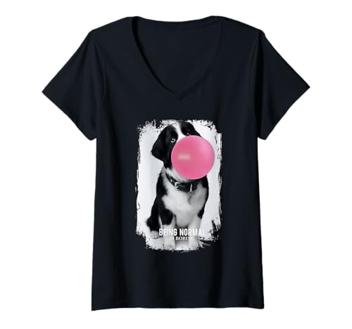 Damen Landseer Hund T-Shirt mit V-Ausschnitt von Landseer Paintings