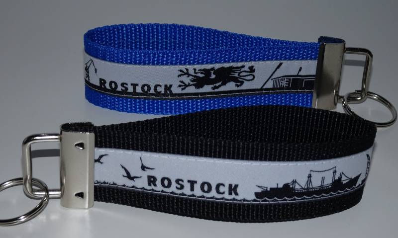 Rostock Schlüsselband Skyline Anhänger Skyline Webband Rostock von Landwerke