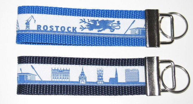 Rostock Schlüsselband Skyline Anhänger Skyline Webband Rostock von Landwerke