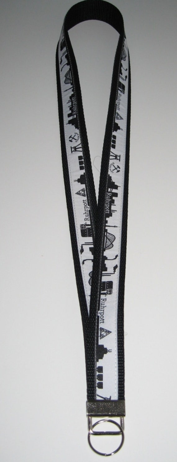 Skyline Ruhrpott Schlüsselhalsband in Schwarz Weiß Oder Gelb L 46 cm Band Schlüsselband Lang von Landwerke