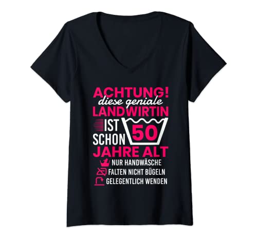 Damen Landwirtin 50. Geburtstag 50 Jahre alt Bäuerin T-Shirt mit V-Ausschnitt Damen Landwirtin 50. Geburtstag 50 Jahre alt Bäuerin T-Shirt mit V-Ausschnitt von Landwirt Geburtstag Geschenk Sprüche
