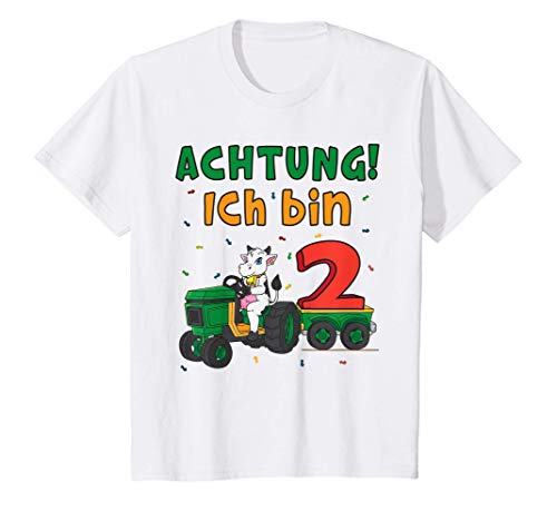 Kinder 2. Geburtstag Landwirt Kuh Traktor Jungen Ich bin 2 Geschenk T-Shirt von Landwirt Kinder Geburtstagsgeschenke