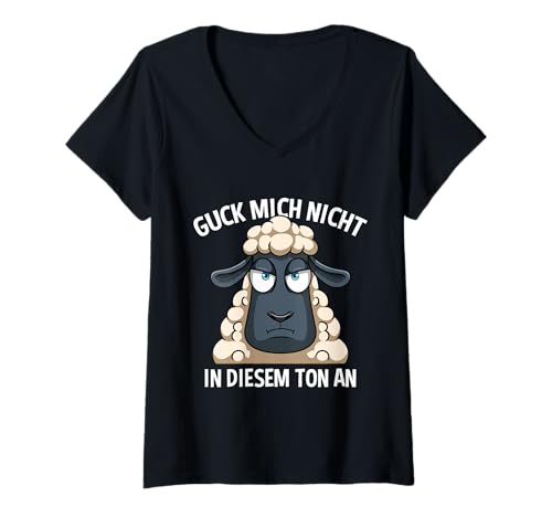 Damen Guck Mich Nicht In Diesem Ton An Schaf T-Shirt mit V-Ausschnitt Damen Guck Mich Nicht In Diesem Ton An Schaf T-Shirt mit V-Ausschnitt von Landwirt Schafsbauer Bauernhof Schaf Motiv