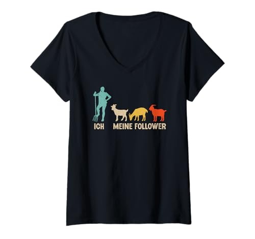 Damen Ich und meine Follower Ziege Ziegenbock Landwirtin Ziegen T-Shirt mit V-Ausschnitt Damen Ich und meine Follower Ziege Ziegenbock Landwirtin Ziegen T-Shirt mit V-Ausschnitt von Landwirt Ziegen Geschenke für Ziegenliebhaber