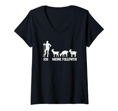 Damen Ich und meine Follower Ziege Ziegenbock Landwirtin Ziegen T-Shirt mit V-Ausschnitt Damen Ich und meine Follower Ziege Ziegenbock Landwirtin Ziegen T-Shirt mit V-Ausschnitt von Landwirt Ziegen Geschenke für Ziegenliebhaber