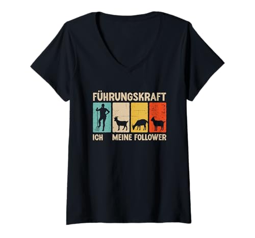 Damen Ziege Führungskraft Ziegenbock Landwirtin Ziegen T-Shirt mit V-Ausschnitt Damen Ziege Führungskraft Ziegenbock Landwirtin Ziegen T-Shirt mit V-Ausschnitt von Landwirt Ziegen Geschenke für Ziegenliebhaber