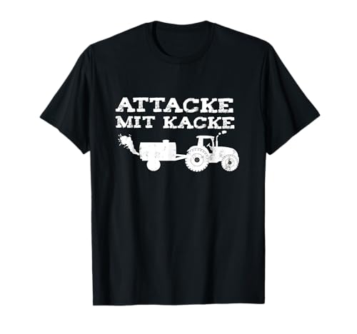 Landwirt & Bauer Fun Traktor Shirts | Attacke mit Kacke | lustig Spruch Geschenk Landwirt Gülle T-Shirt Schwarz S Klassisch Rustic Half Sleeve T-Shirt Männer Landwirt Bauern von Landwirt & Bauer Fun Traktor Shirts