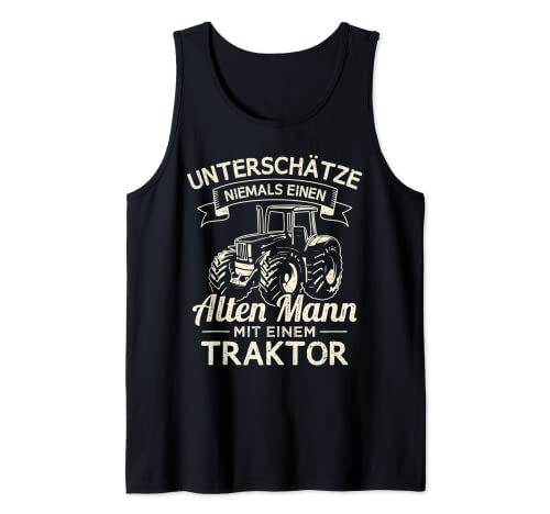 Herren Unterschätze niemals einen alten Mann mit einem Traktor Tank Top Herren Unterschätze niemals einen alten Mann mit einem Traktor Tank Top von Landwirt & Bauernhof Geschenke für Traktorfahrer