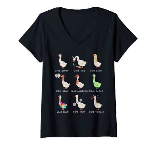 Damen Lustige Gänse | Wortspiel Gans T-Shirt mit V-Ausschnitt Damen Lustige Gänse | Wortspiel Gans T-Shirt mit V-Ausschnitt von Landwirte Bauern Sprüche für Gänsezüchter