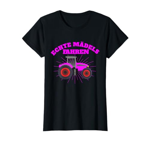 Echte Mädchen Fahren Traktor Trecker Damen Bauernhof T-Shirt Echte Mädchen Fahren Traktor Trecker Damen Bauernhof T-Shirt von Landwirtin Traktor Bulldog Bauernhof Geschenk