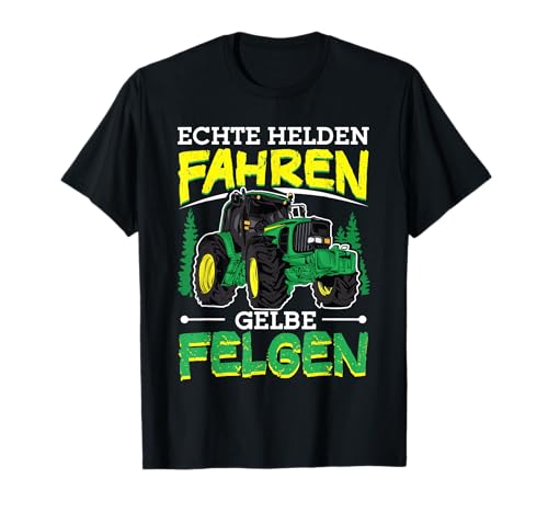 Echte Helden fahren gelbe Felgen Traktor Kinder T-Shirt Echte Helden fahren gelbe Felgen Traktor Kinder T-Shirt von Landwirtschaft Geschenk für Traktor Kinder