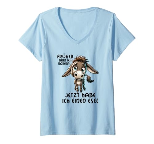 Damen Früher War Ich Normal Jetzt Habe Ich Einen Esel Bauer Esel T-Shirt mit V-Ausschnitt Damen Früher War Ich Normal Jetzt Habe Ich Einen Esel Bauer Esel T-Shirt mit V-Ausschnitt von Landwirtschaft und Bauernhof Tier Motive