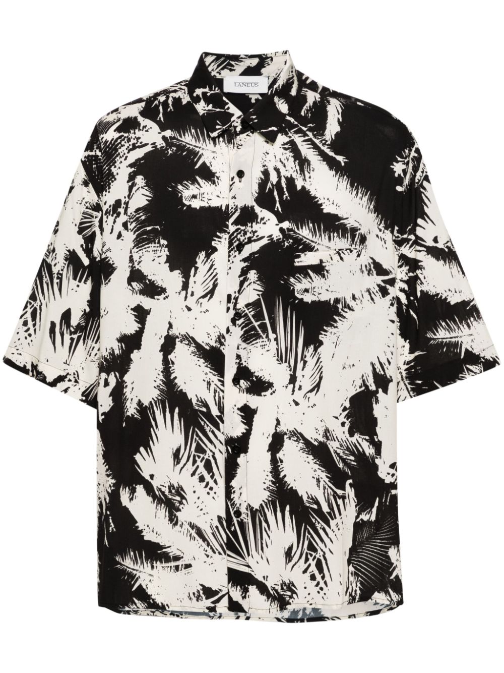 Laneus Bowlinghemd mit abstraktem Print - Schwarz von Laneus