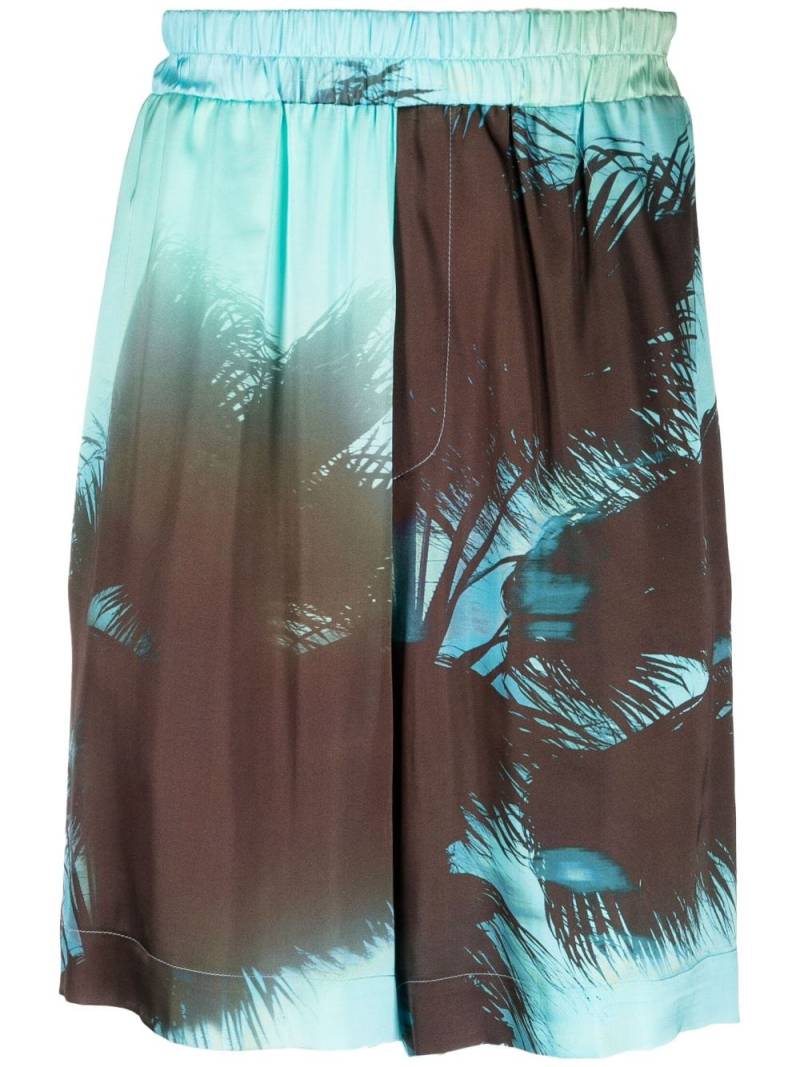 Laneus Shorts mit Palmen-Print - Blau von Laneus