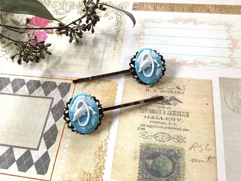 Bobby Pins-Blau Und Weiß-Delfin-Messing-Florida-Haar Clips von LaneyLou123