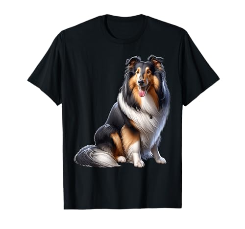 Langhaar Collie Design Damen Herren - Unisex T-Shirt - Schwarz - S - Kurzarm - Collie Motiv - Klassisch - Rundhals-Ausschnitt - Small - EU 40/42 - Mischgewebe Langhaar Collie Design Damen Herren - Unisex T-Shirt - Schwarz - S - Kurzarm - Collie Motiv - Klassisch - Rundhals-Ausschnitt - Small - EU 40/42 - Mischgewebe von Langhaar Collie Design Damen Herren