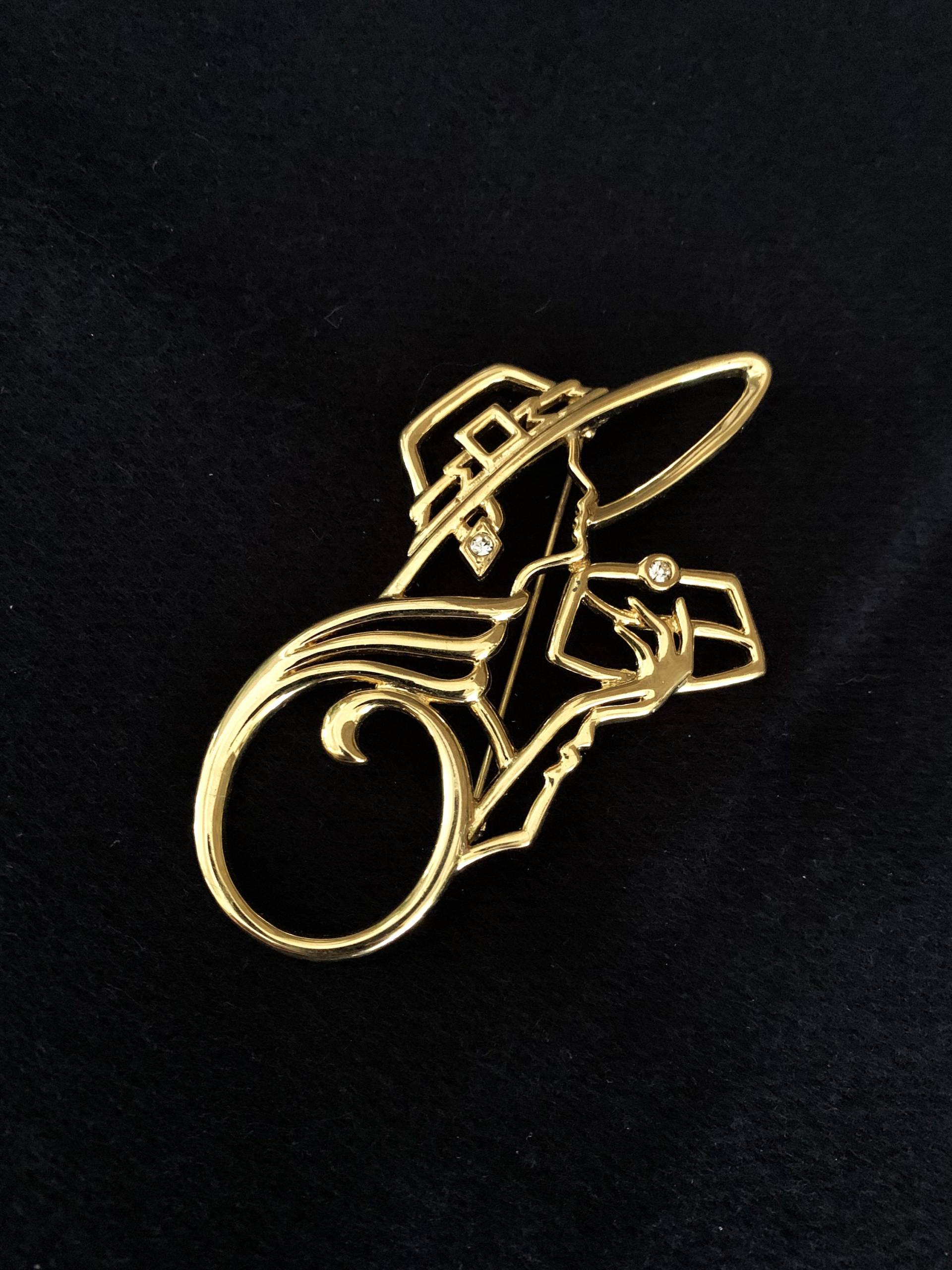 Designer Jj Jonette New Vintage Nie Getragen Artefakte Lady Gillette Gold Pin Mit Kristallakzenten # Jj02 von LangleysCreations