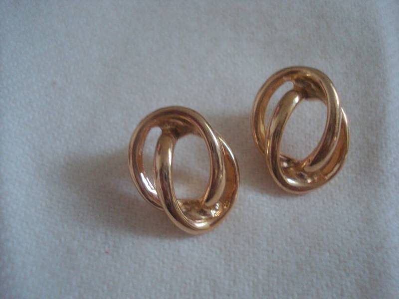 Gold Knoten Ohrringe Swirl Super Shine A+ Cond Professionell Und Edel Nie Getragen #395 von LangleysCreations