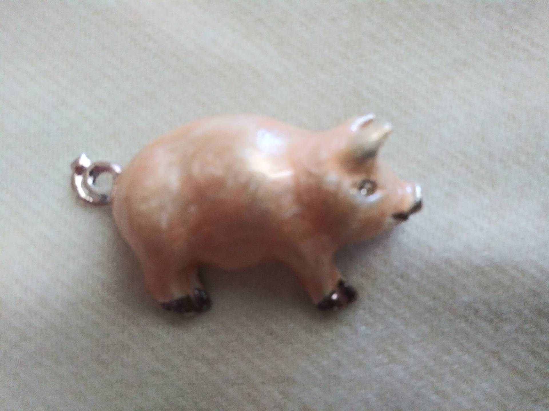 Rosa Schwein Vintage Anstecker Keramik Bauernhof Tier Nie Getragen #623 von LangleysCreations