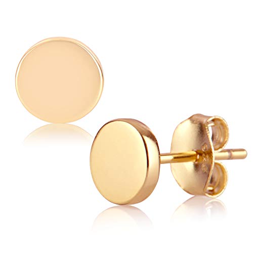 Brandlinger ® Ohrstecker Silber 925 rund (Gold und Silber). Schmuck Damen vergoldet mit 18 Karat Gelbgold für Frauen und Mädchen. Größe der Ohrringe 5,5mm. von Brandlinger