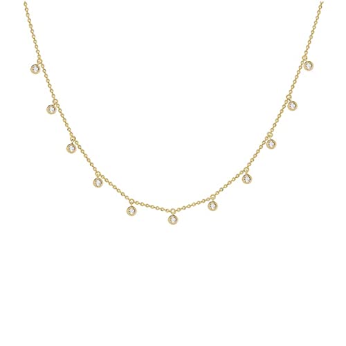 Brandlinger ® Halskette Damen Silber 925. Kette Damen vergoldet mit 18 Karat (Silber und Gold), Kette mit Anhänger Zirkonia. Schmuck für Frauen und Mädchen. Kettenlänge verstellbar 40-45cm. von Langro Living